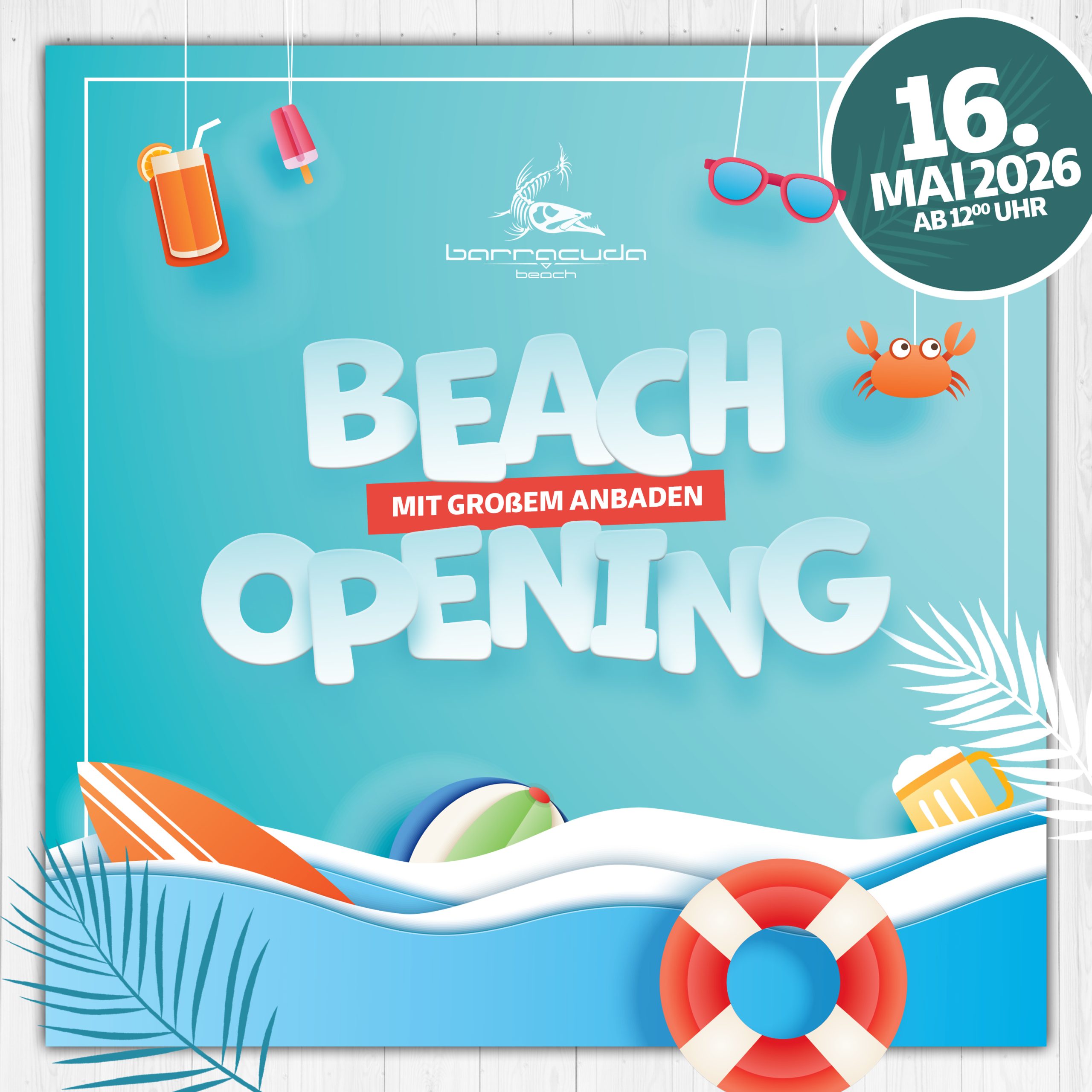 Beach-Opening mit großem Anbaden